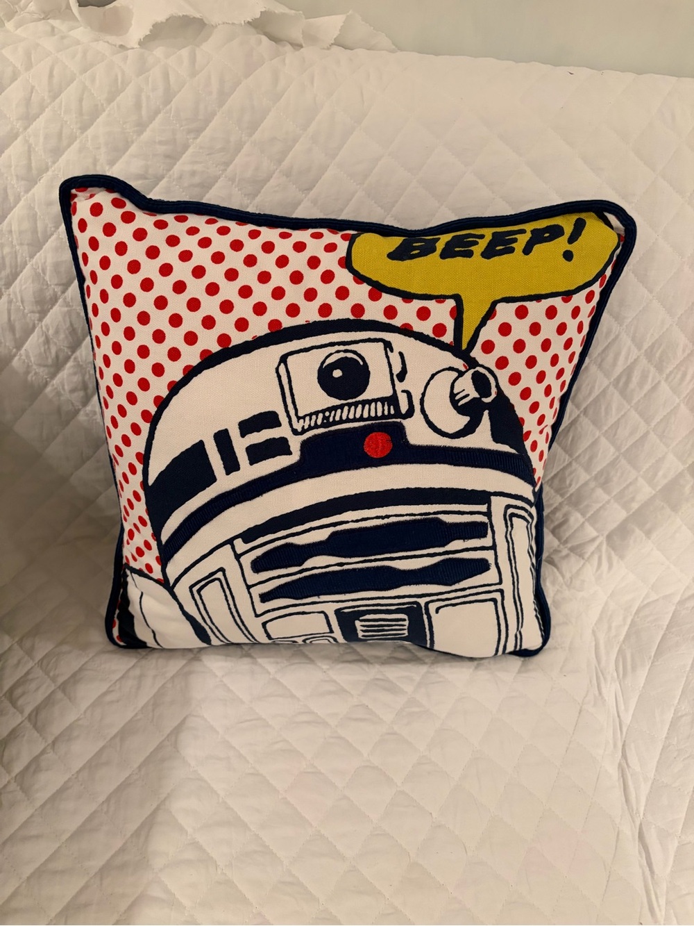 Disney Plus Retro R2-D2 Pop Art Pillow - White, Red, Navy, Yellow BEEP
